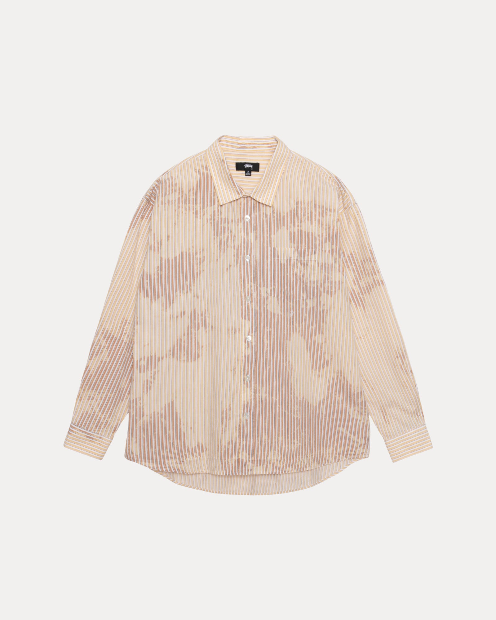 STUSSY / Classic LS Shirt Bleached Poplin/L/コットン/BEG/ストライプ/1110335 Stussy CLASSIC LS SHIRT BLEACHED POPLIN