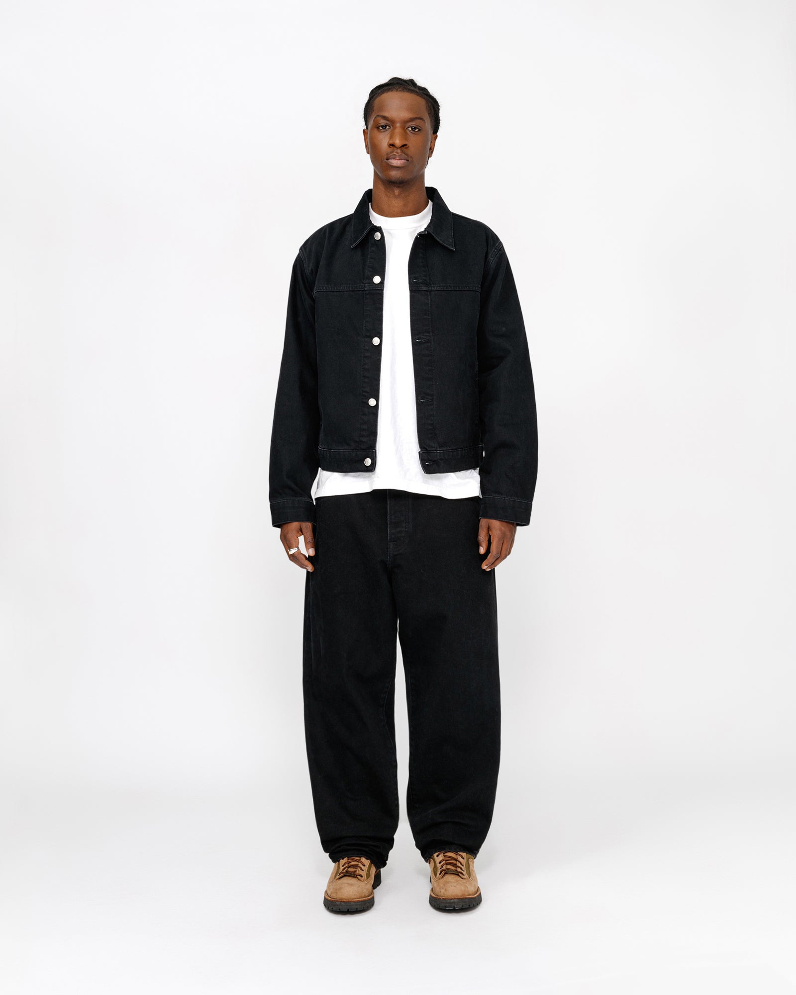 Trucker Jacket Denim in black – Stüssy Japan