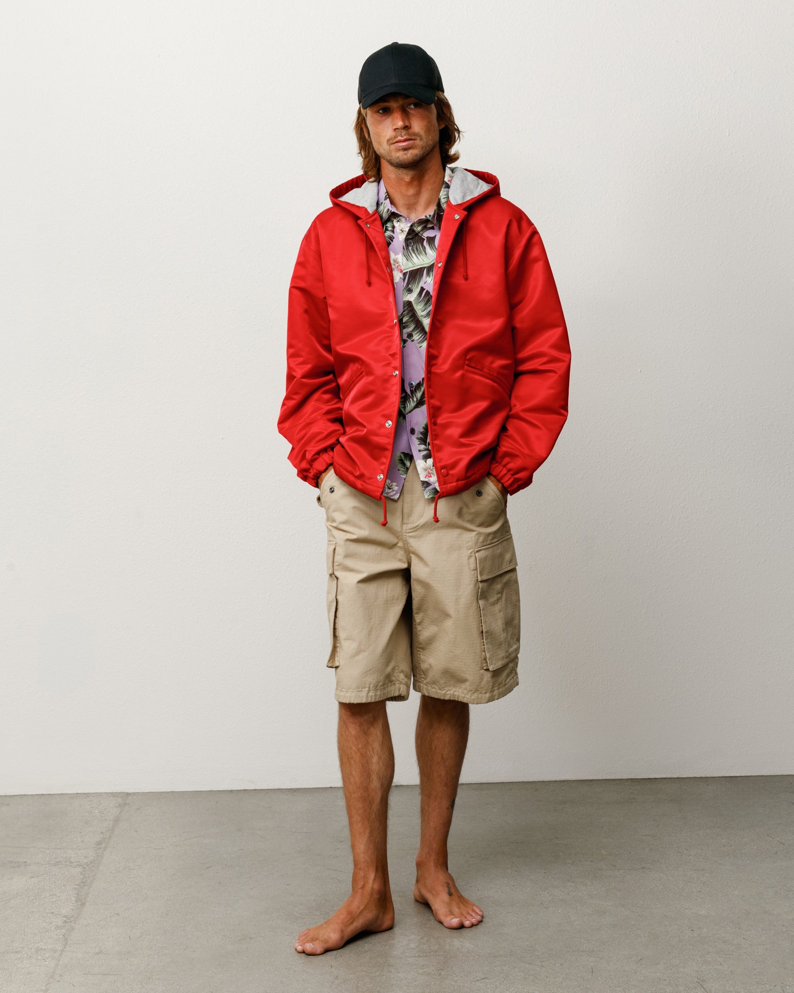Hooded Coaches Jacket – Red | Outerwear | Stüssy Japan