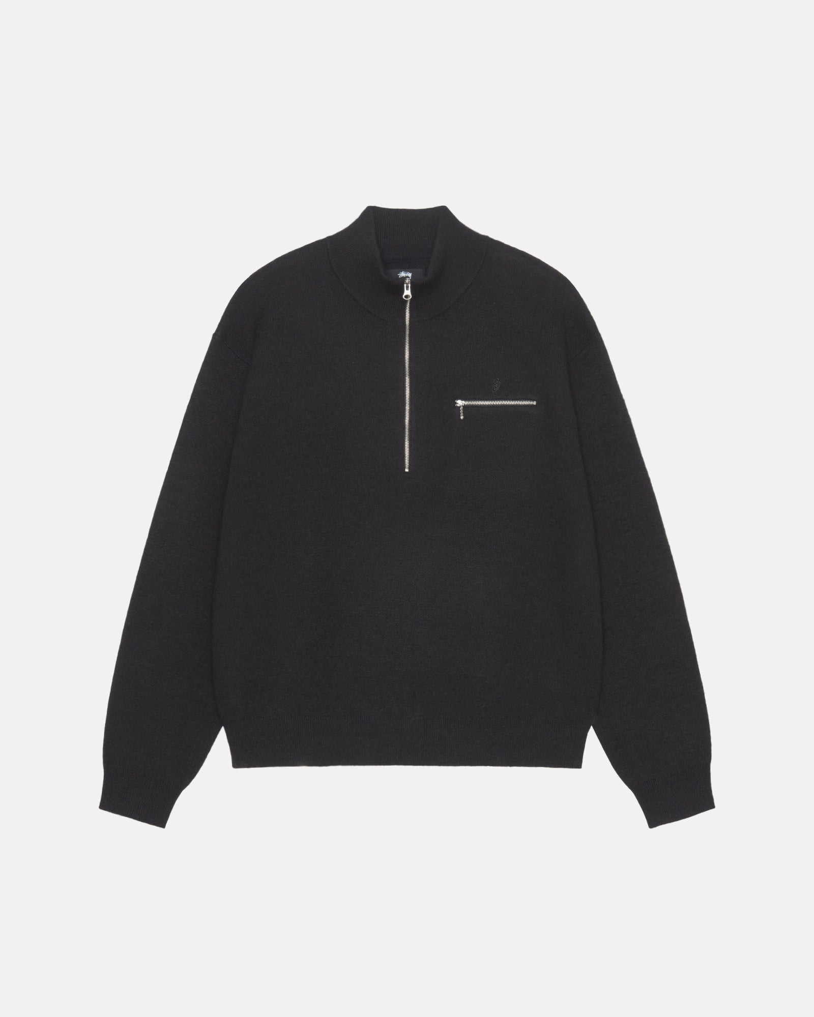 Half Zip Mock Neck Sweater in black – Stüssy Japan