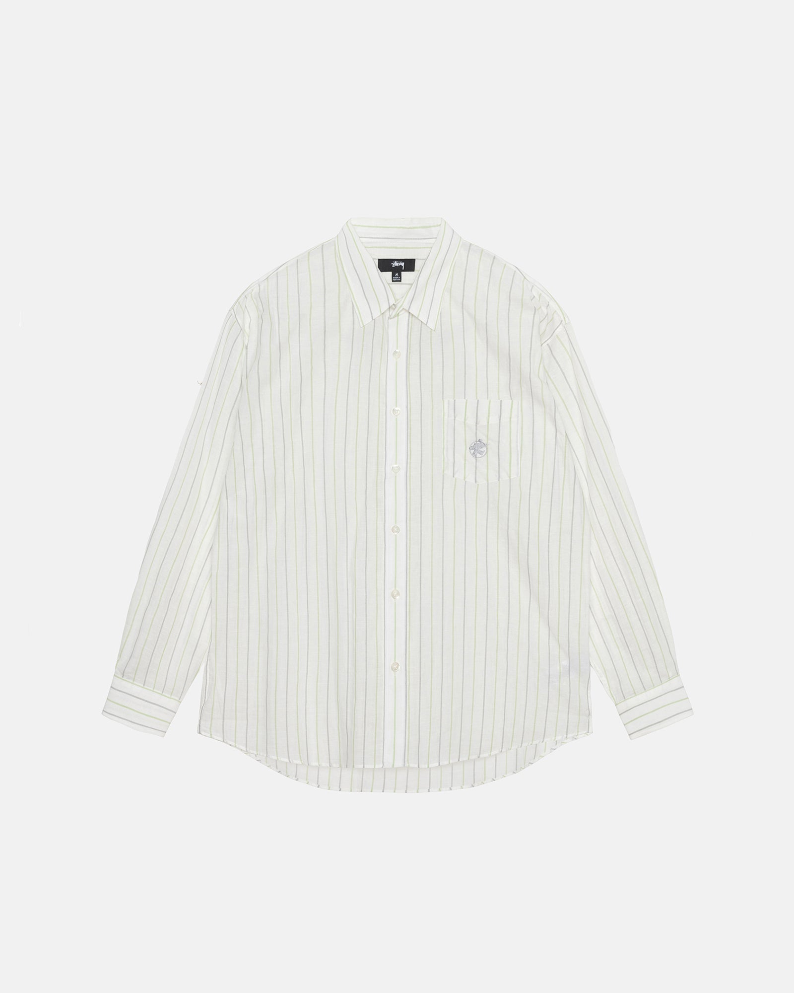 Stüssy Classic Shirt Striped Cotton Linen White Tops
