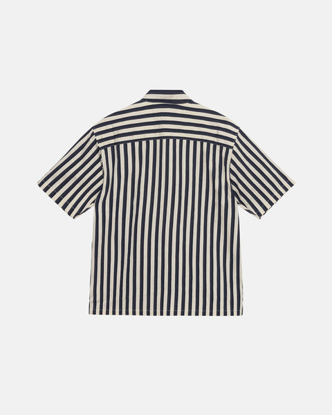 Stüssy Boxy Flat Hem Shirt Striped Navy Tops