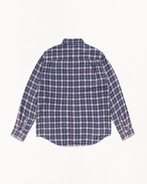 Matthew Plaid Shirt Unisex Short Sleeve In Navy