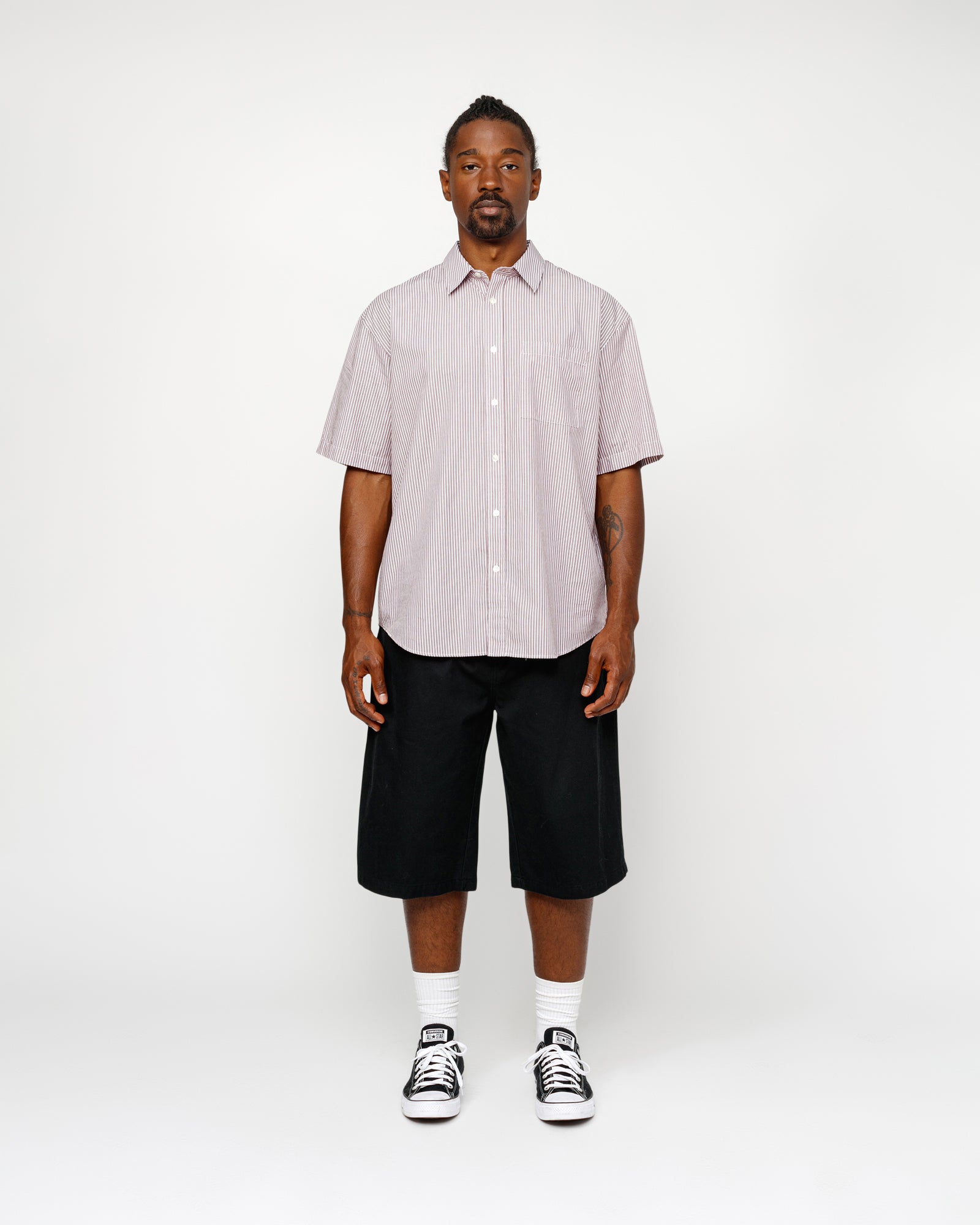 Boxy Ss Shirt 8 Ball Stripe in burgundy – Stüssy Japan