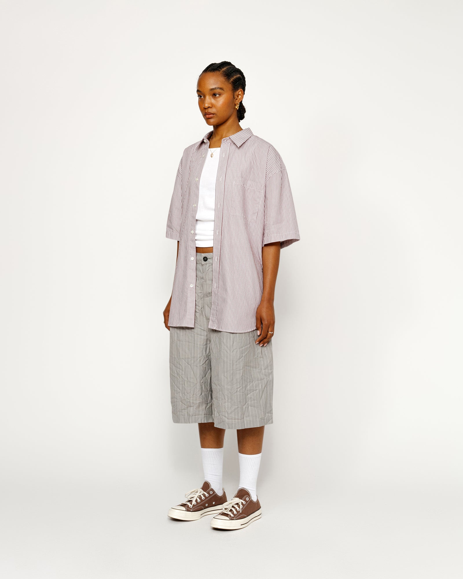 Boxy Ss Shirt 8 Ball Stripe in burgundy – Stüssy Japan