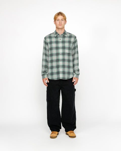 Stüssy Matthew Shirt Lg Printed Plaid Green Tops