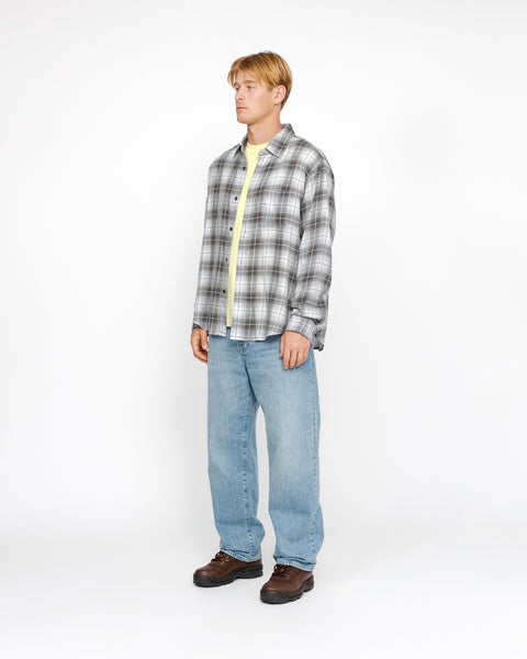 Stüssy Matthew Shirt Lg Printed Plaid Brown Tops