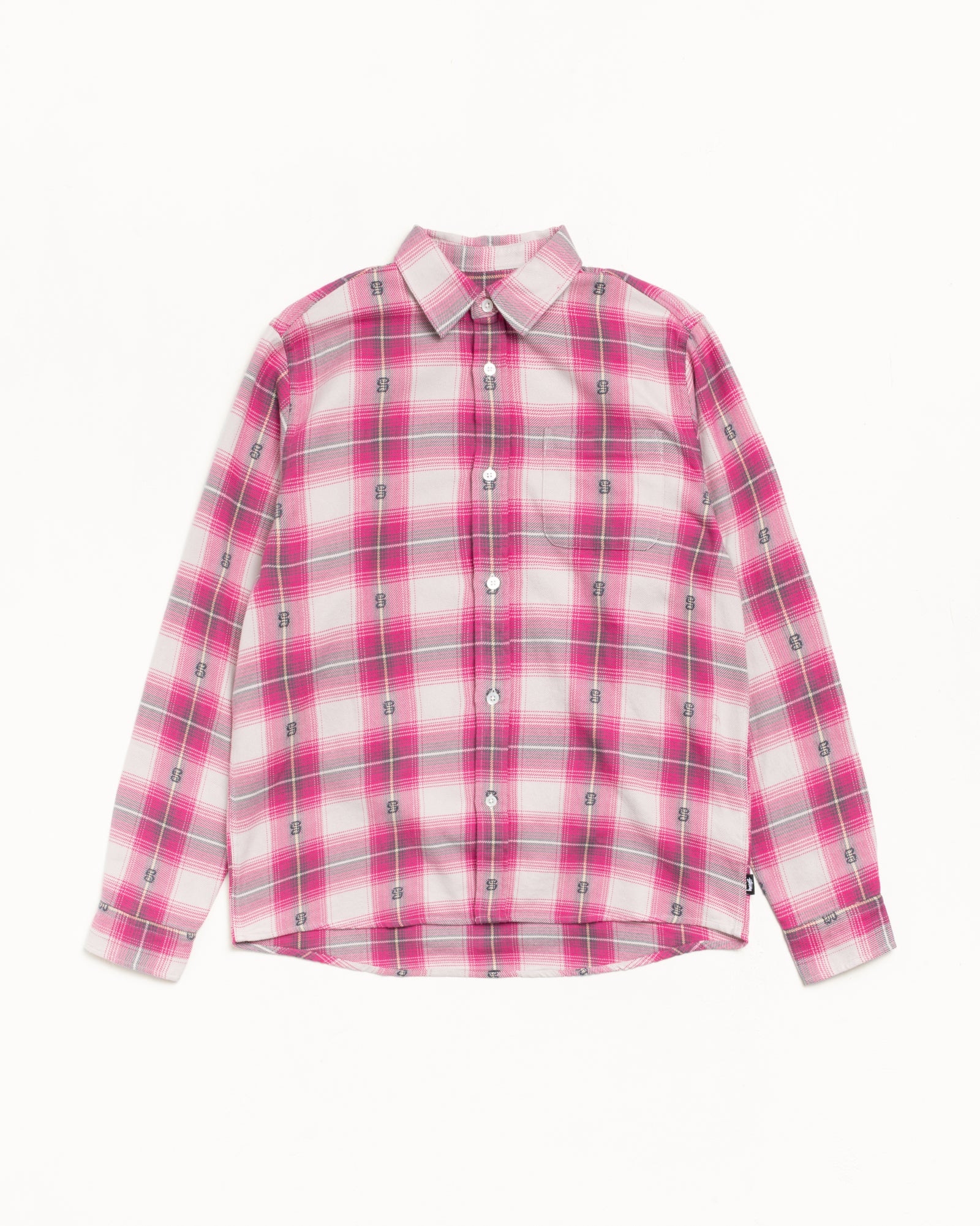 Motif Plaid Shirt Mens Long Sleeve In Pink