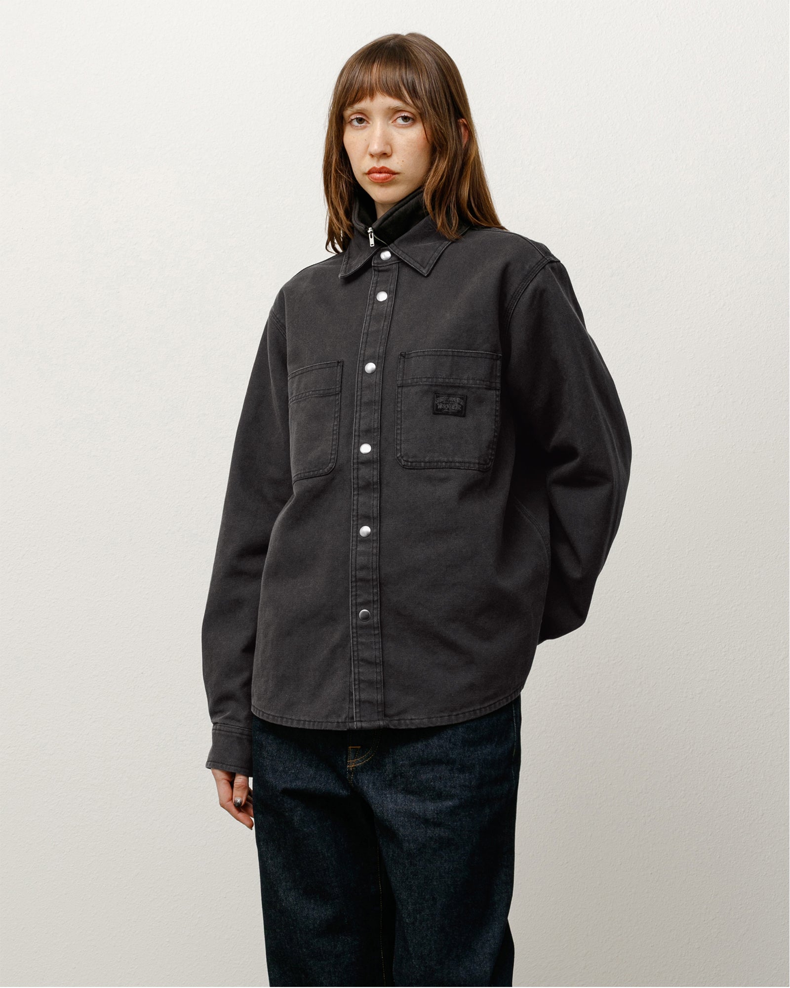 Heavy Washed Canvas Shirt – Black | Tops | Stüssy Japan