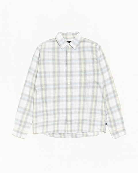 Beach Plaid Shirt Mens Long Sleeve In Off White
