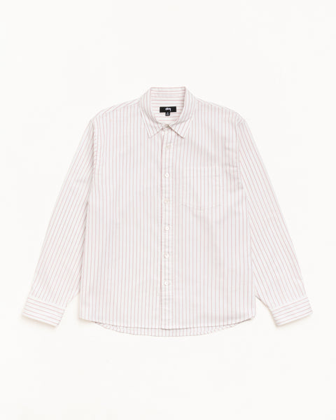 Oxford Ls Shirt Mens Long Sleeve In White Stripe