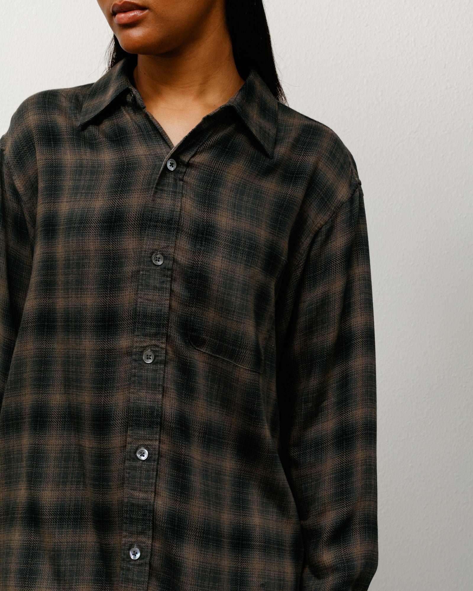Matthew Plaid Shirt Sd Unisex Long Sleeve In Brown