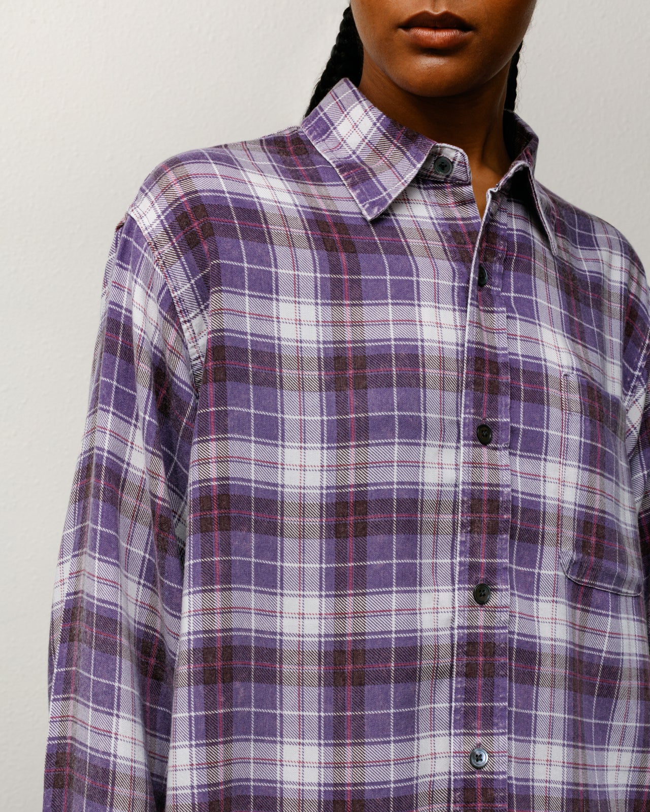 Matthew Plaid Shirt Cl Mens Long Sleeve In Lavender