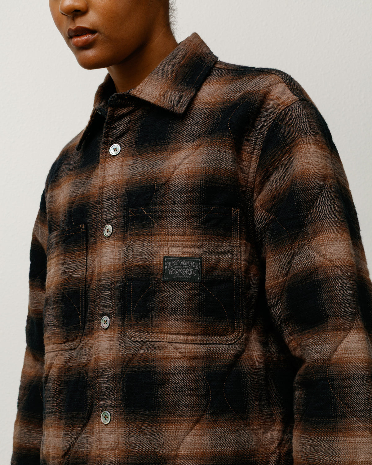 Quilted Plaid Shirt Jacket – Brown | Tops & Shirts | Stüssy Japan