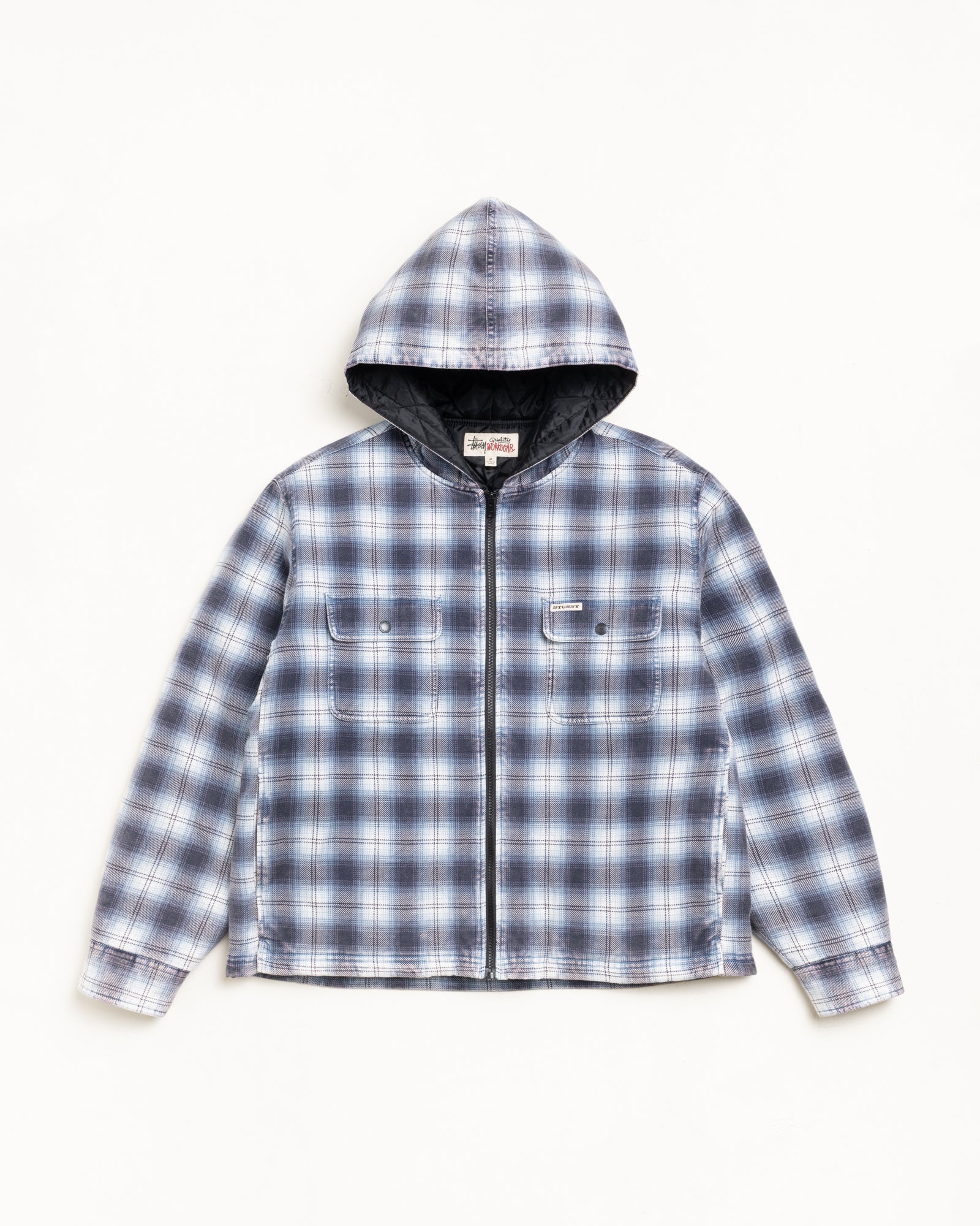 Zip Hooded Plaid Shirt – Blue | Outerwear | Stüssy Japan