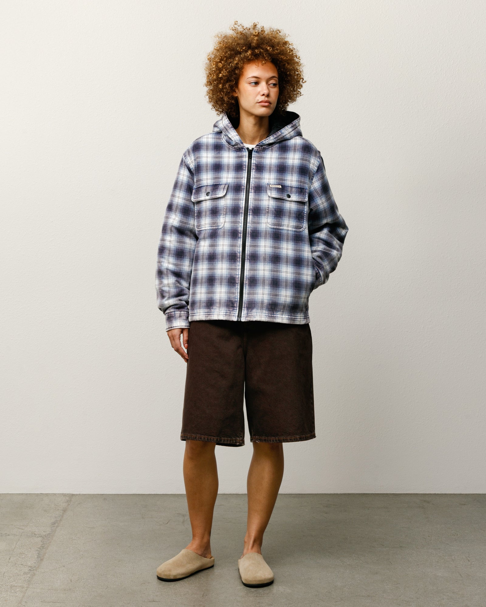 Stussy 24ss コットン100% フランネルジップシャツ Zip Hooded Plaid Shirt – Blue | Outerwear | Stüssy Japan