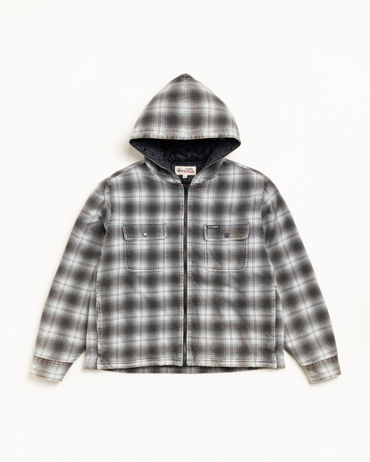 Zip Hooded Plaid Shirt – Charcoal | Outerwear | Stüssy Japan