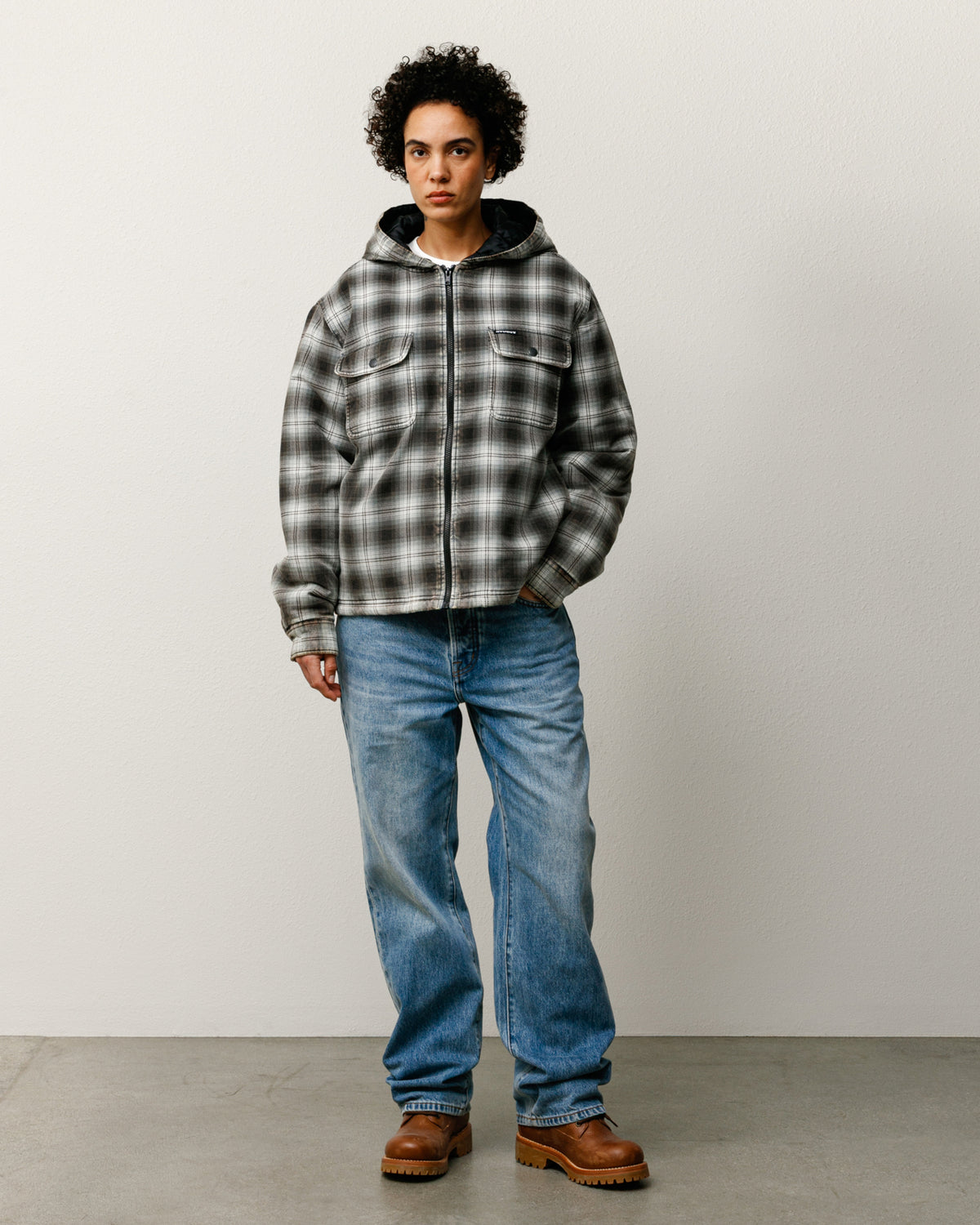 Zip Hooded Plaid Shirt – Charcoal | Outerwear | Stüssy Japan