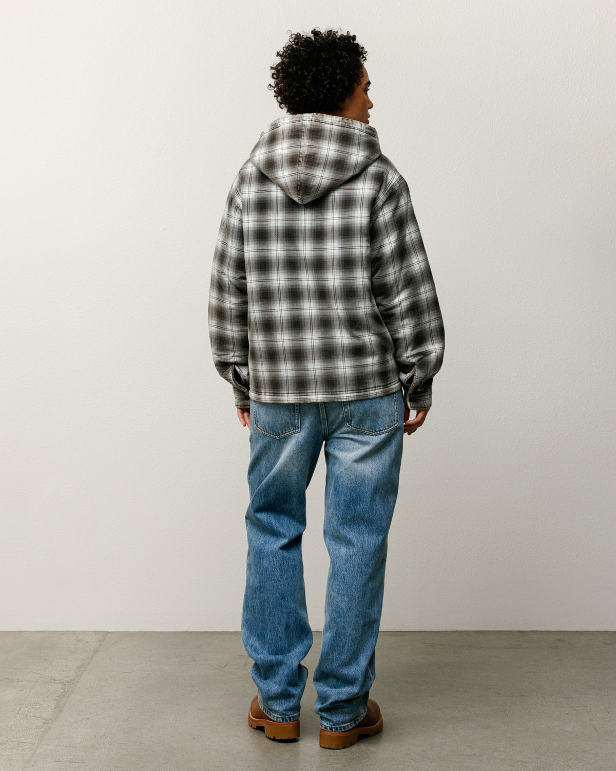 Zip Hooded Plaid Shirt - Charcoal | Outerwear | Stüssy Japan