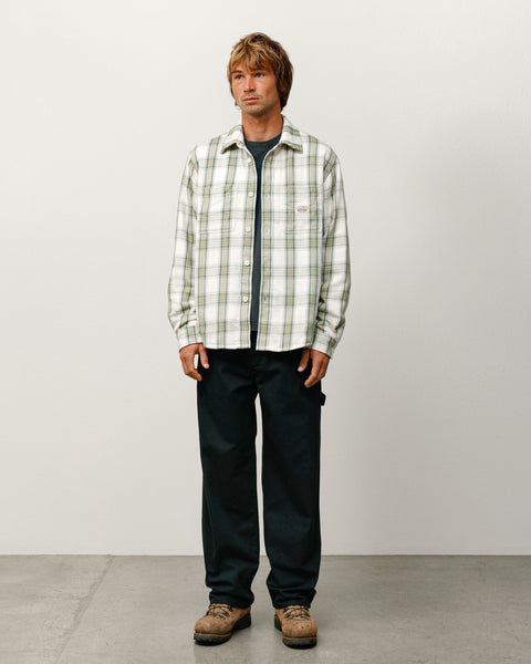 Lau Plaid Shirt Jacket Mens Long Sleeve In Off White