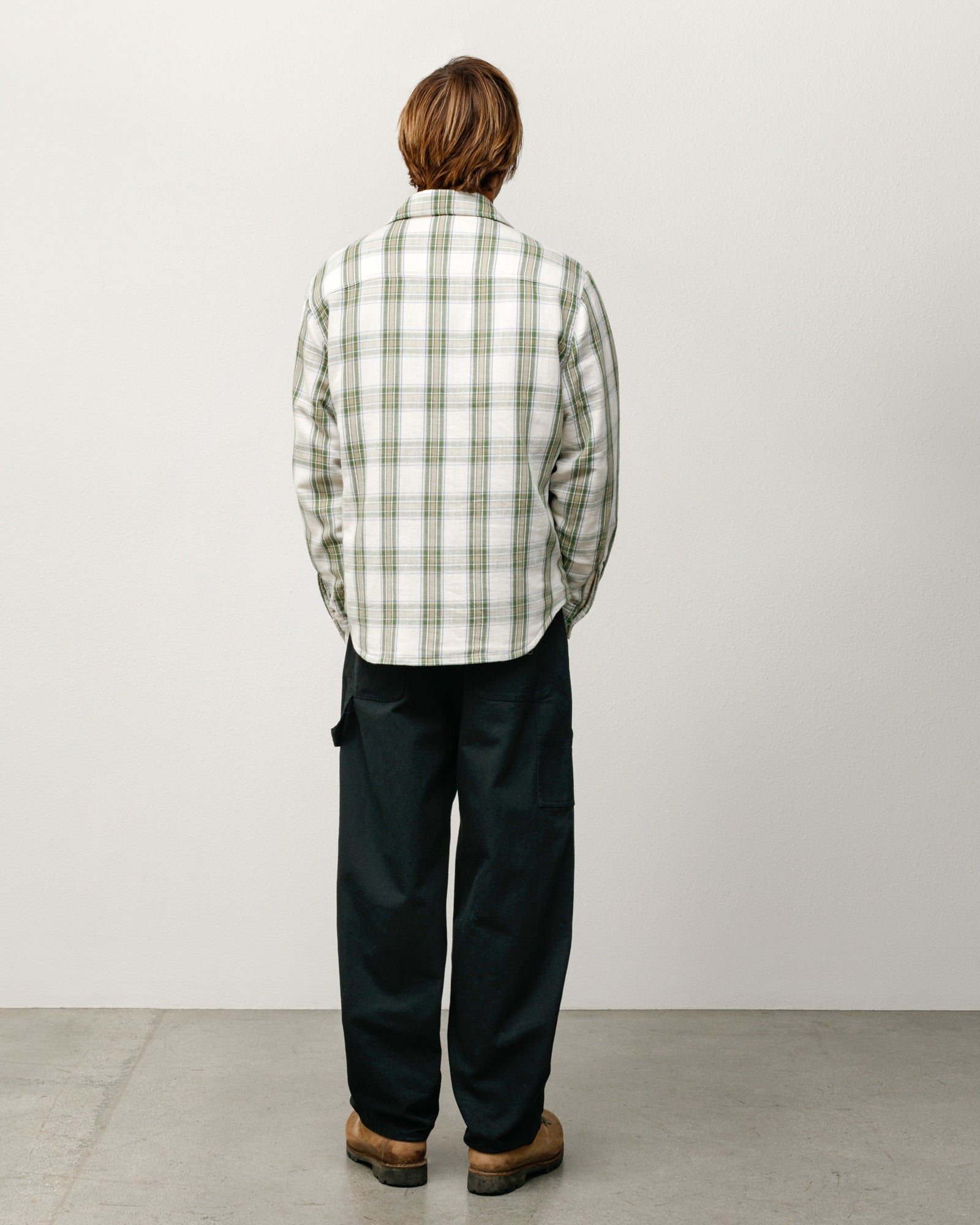 Lau Plaid Shirt Jacket Mens Long Sleeve In Off White