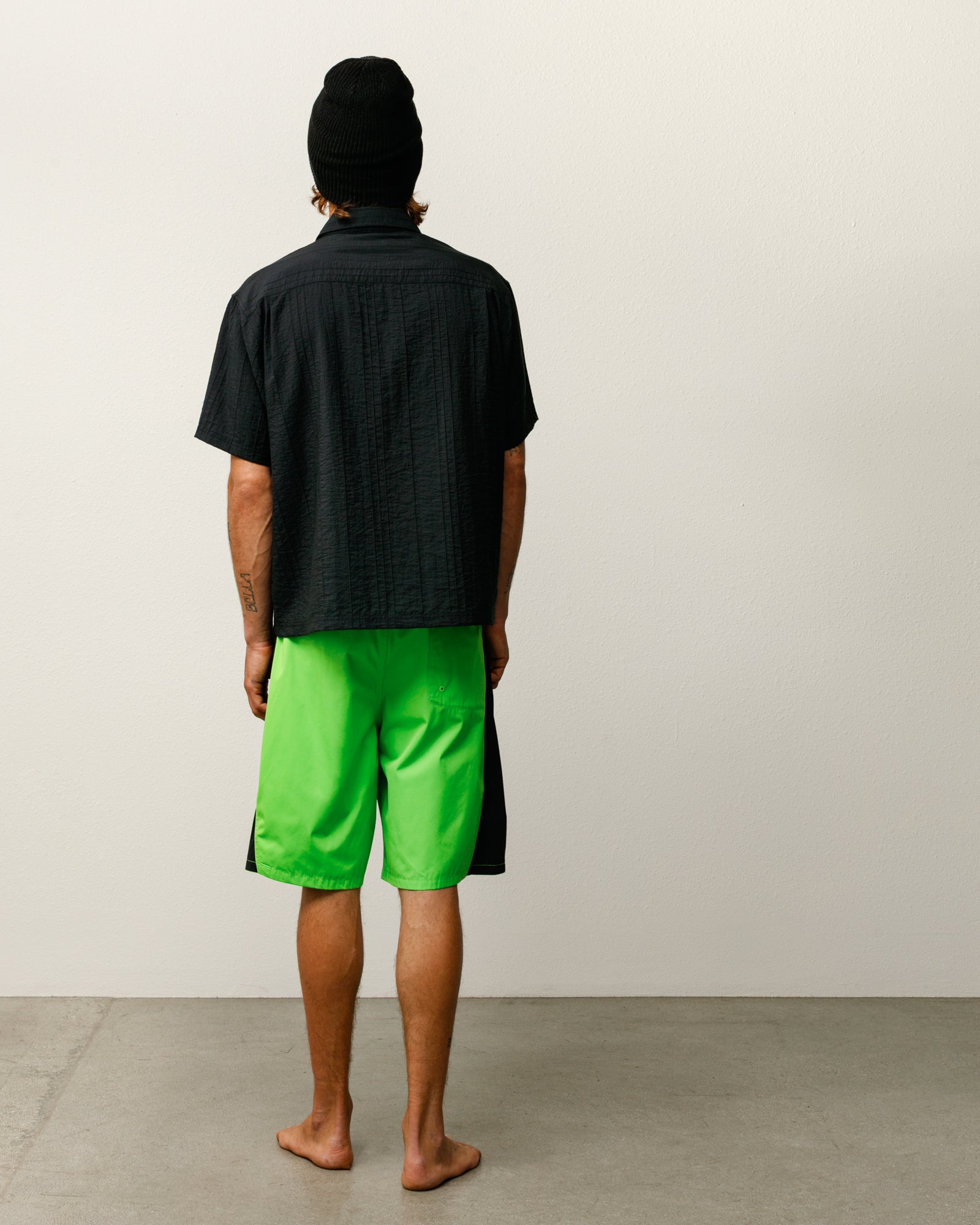 Pleated Textured Shirt – Black | Tops & Shirts | Stüssy Japan