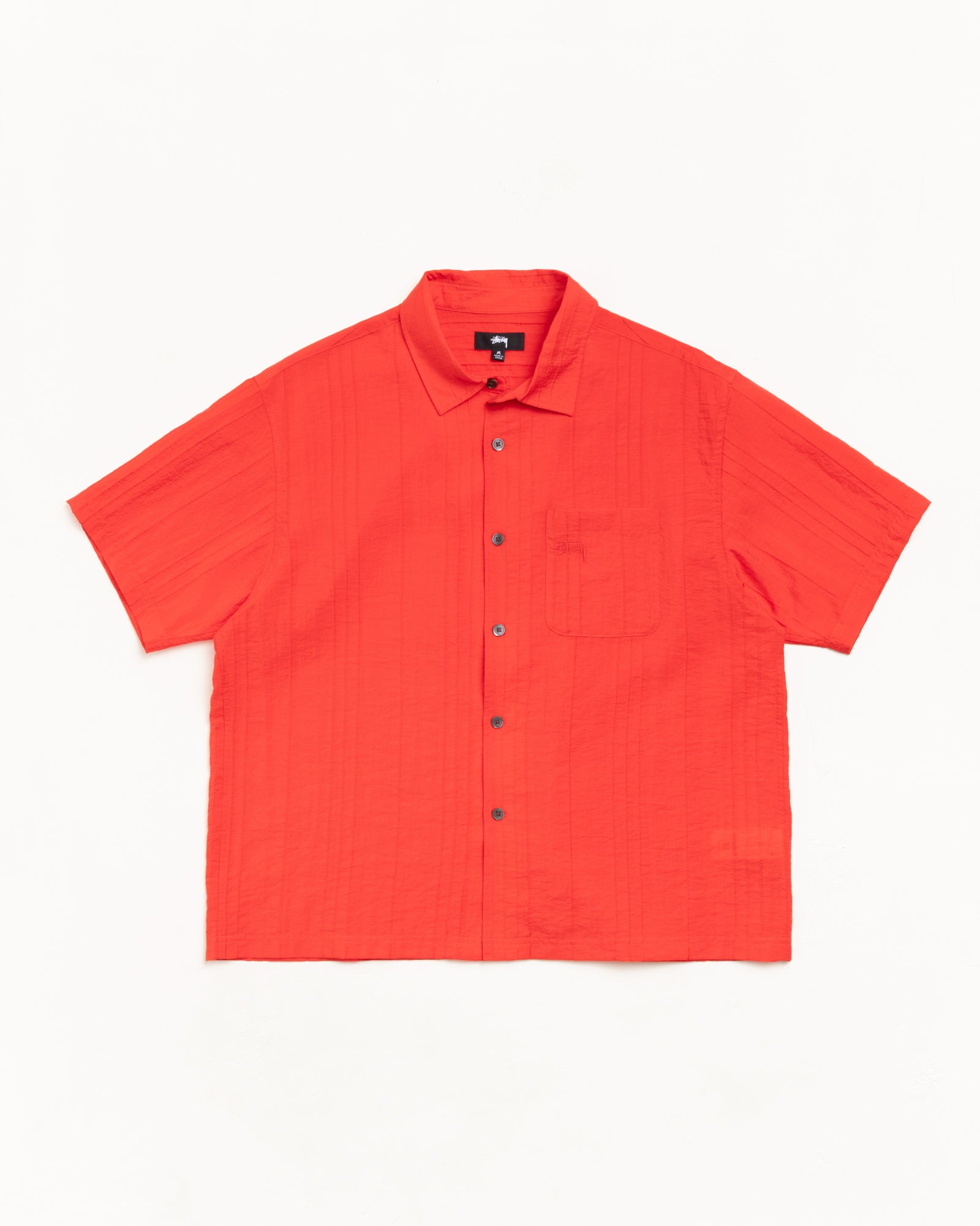 Pleated Textured Shirt – Red | Tops & Shirts | Stüssy Japan
