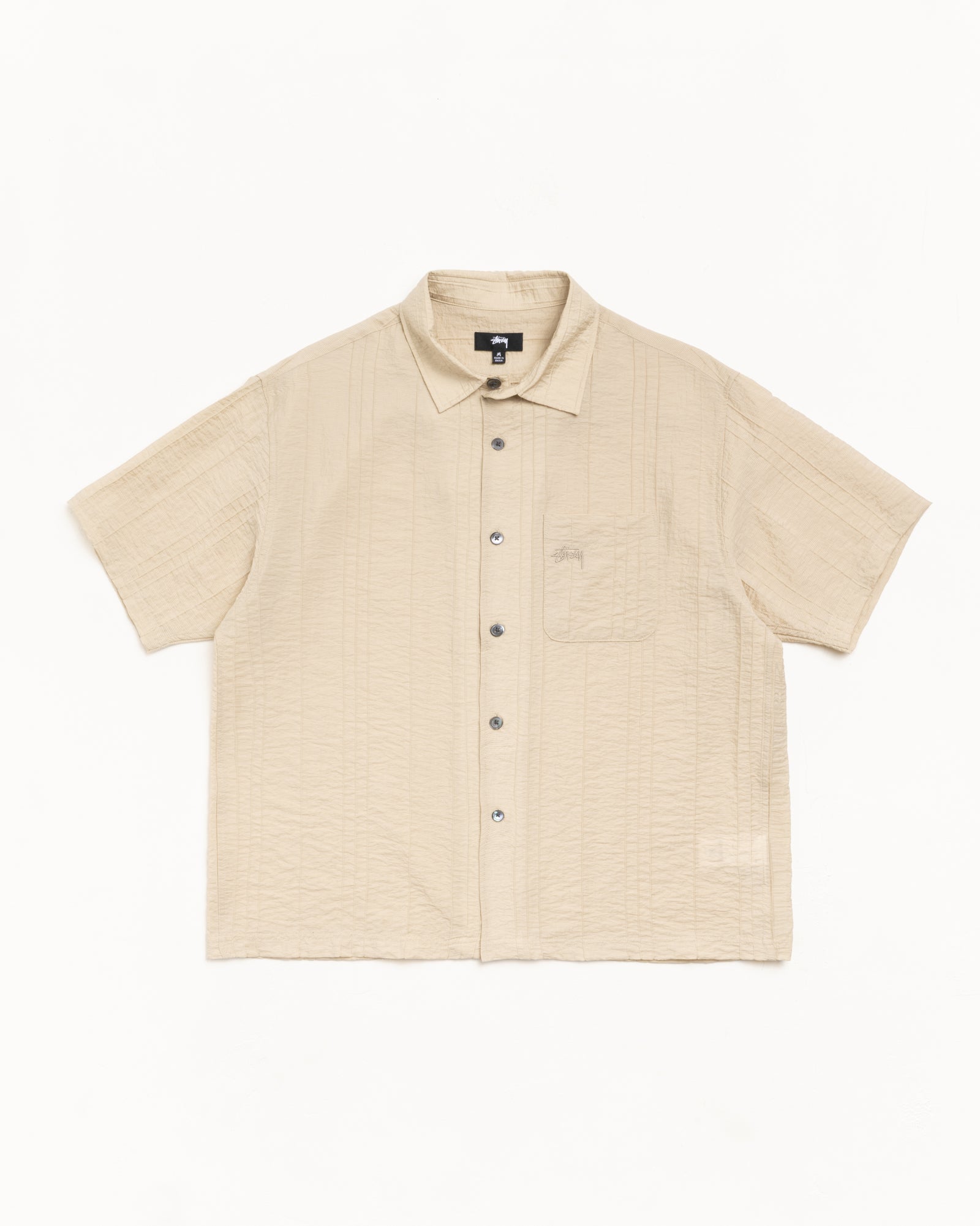 Pleated Textured Shirt – Tan | Tops & Shirts | Stüssy Japan