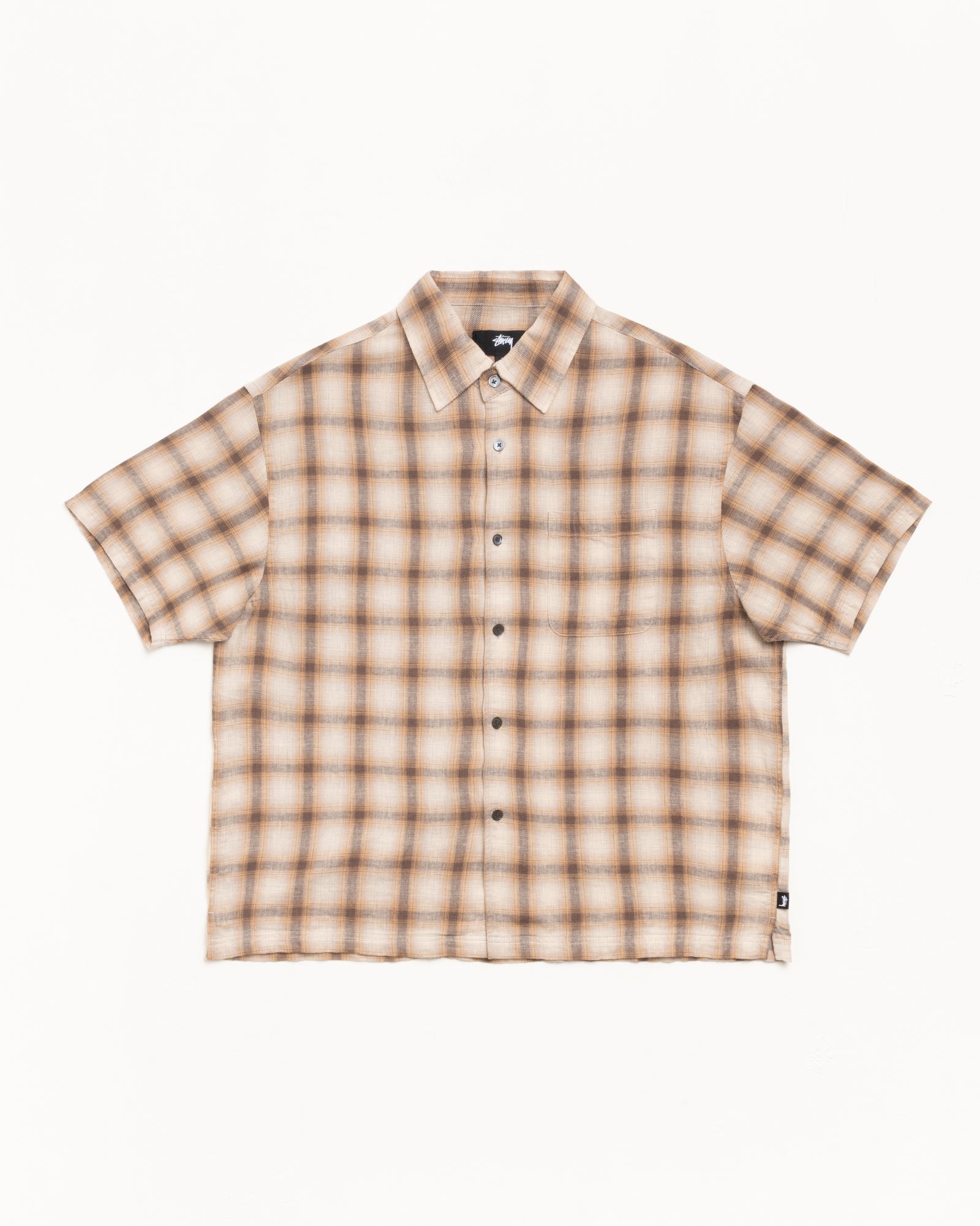 Liam Ss Plaid Shirt Mens Short Sleeve In Brown