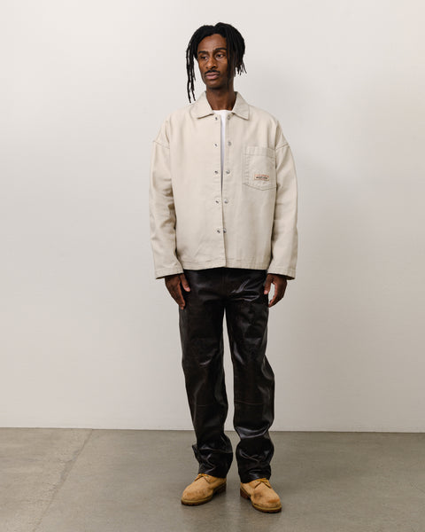 Canvas Work Overshirt Unisex Long Sleeve In Bone