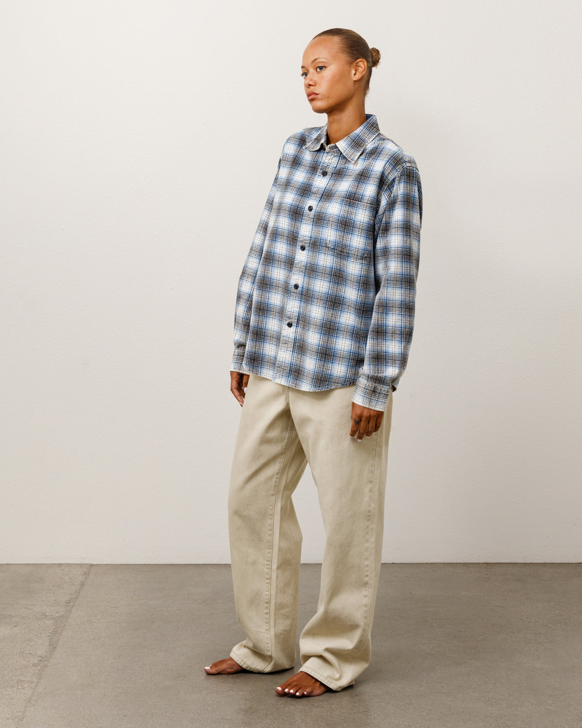 Dax Plaid Shirt Unisex Long Sleeve In Blue