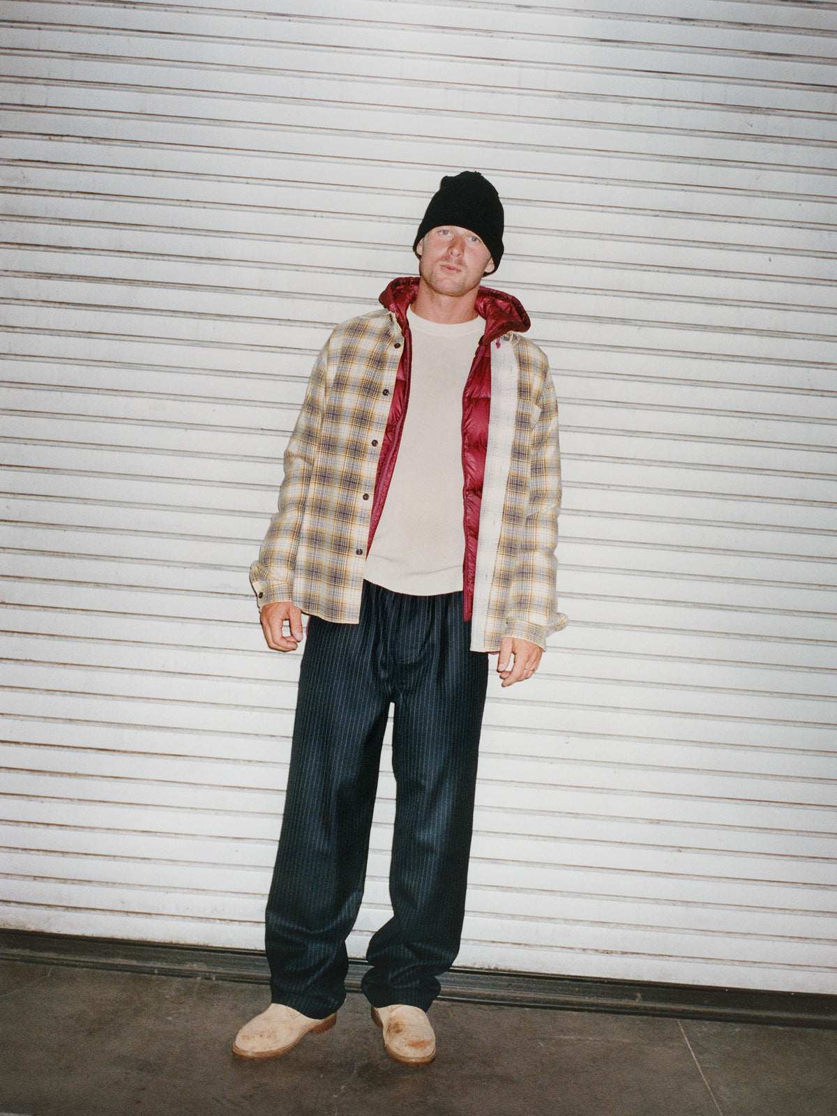 Dax Plaid Shirt Unisex Long Sleeve In Gold