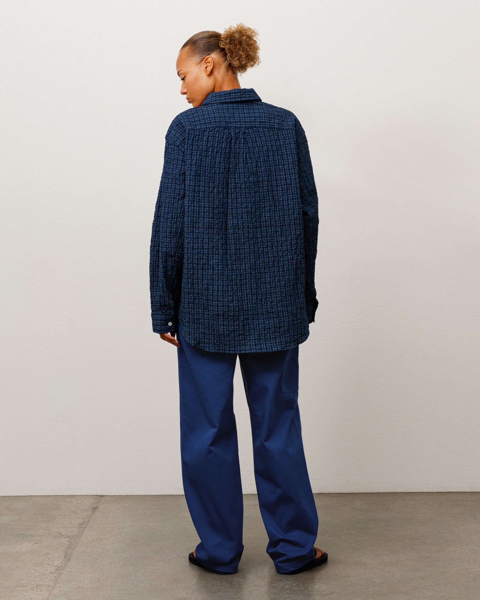 Standard Crinkle Shirt - Navy Check | Tops & Shirts | Stüssy Japan