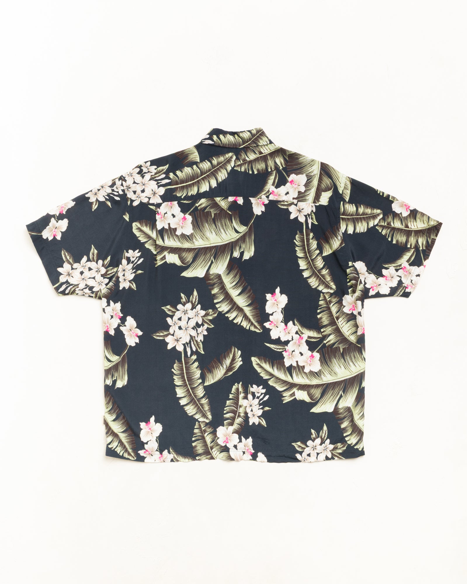 Hawaiian Floral Ss Shirt Unisex Short Sleeve In Black
