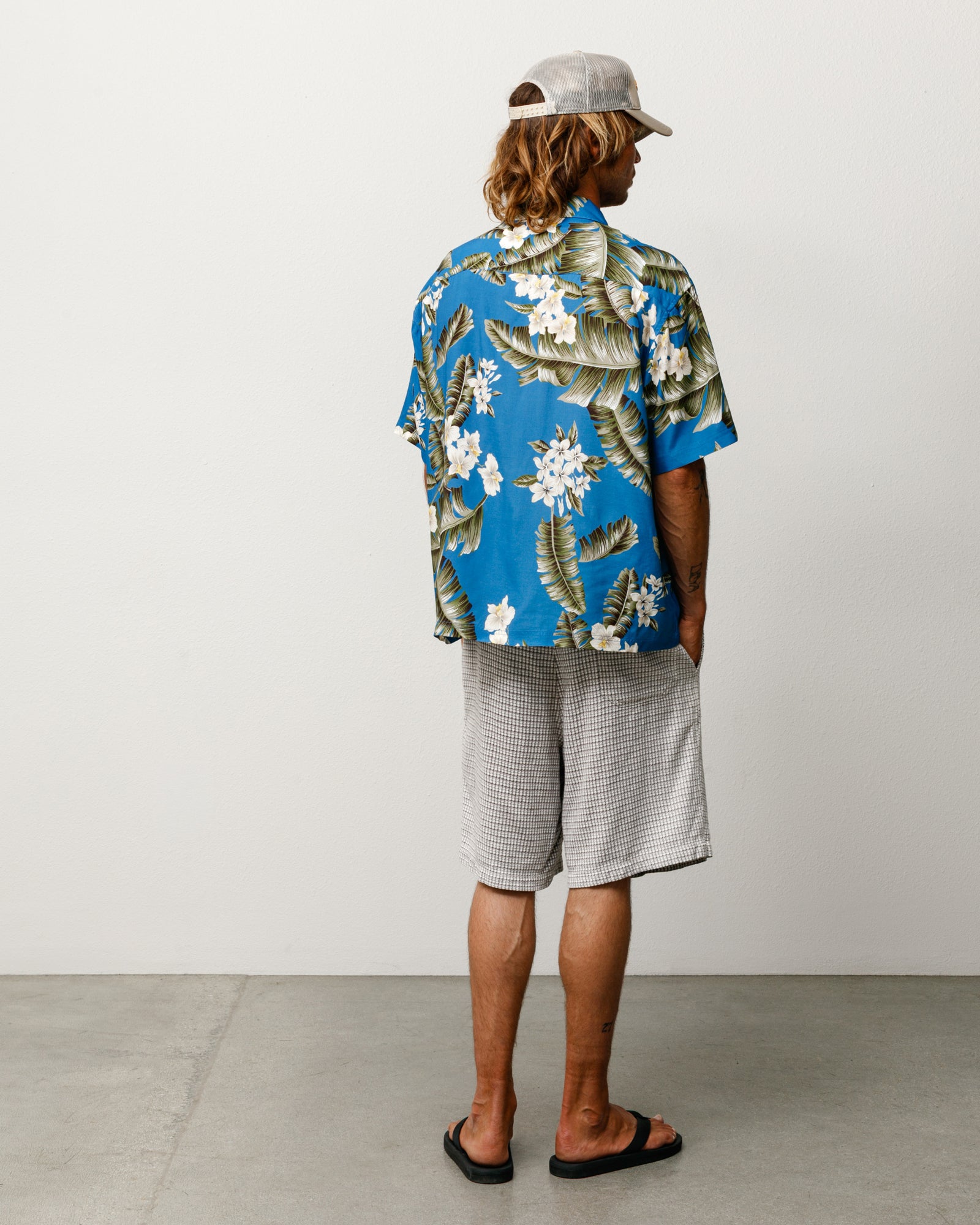 Hawaiian Floral Ss Shirt Unisex Short Sleeve In Blue