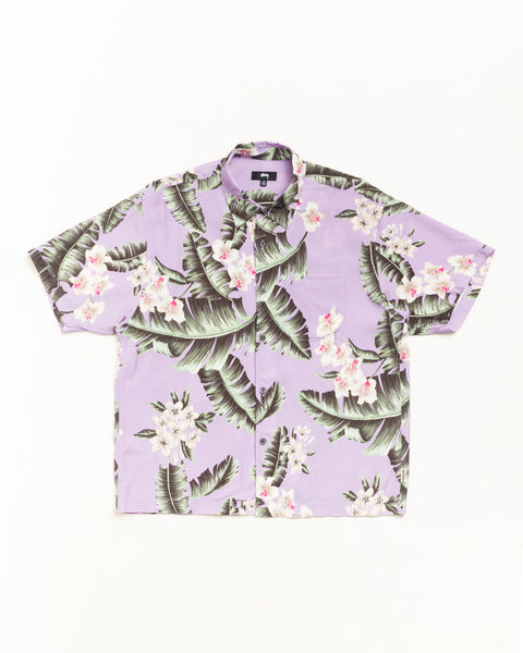 Hawaiian Floral Ss Shirt Unisex Short Sleeve In Lavender