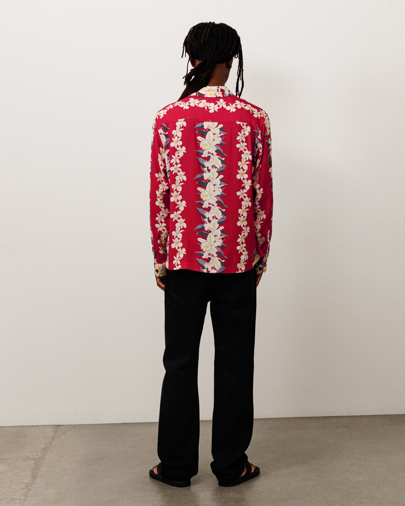 Hawaiian Floral Ls Shirt Unisex Long Sleeve In Red