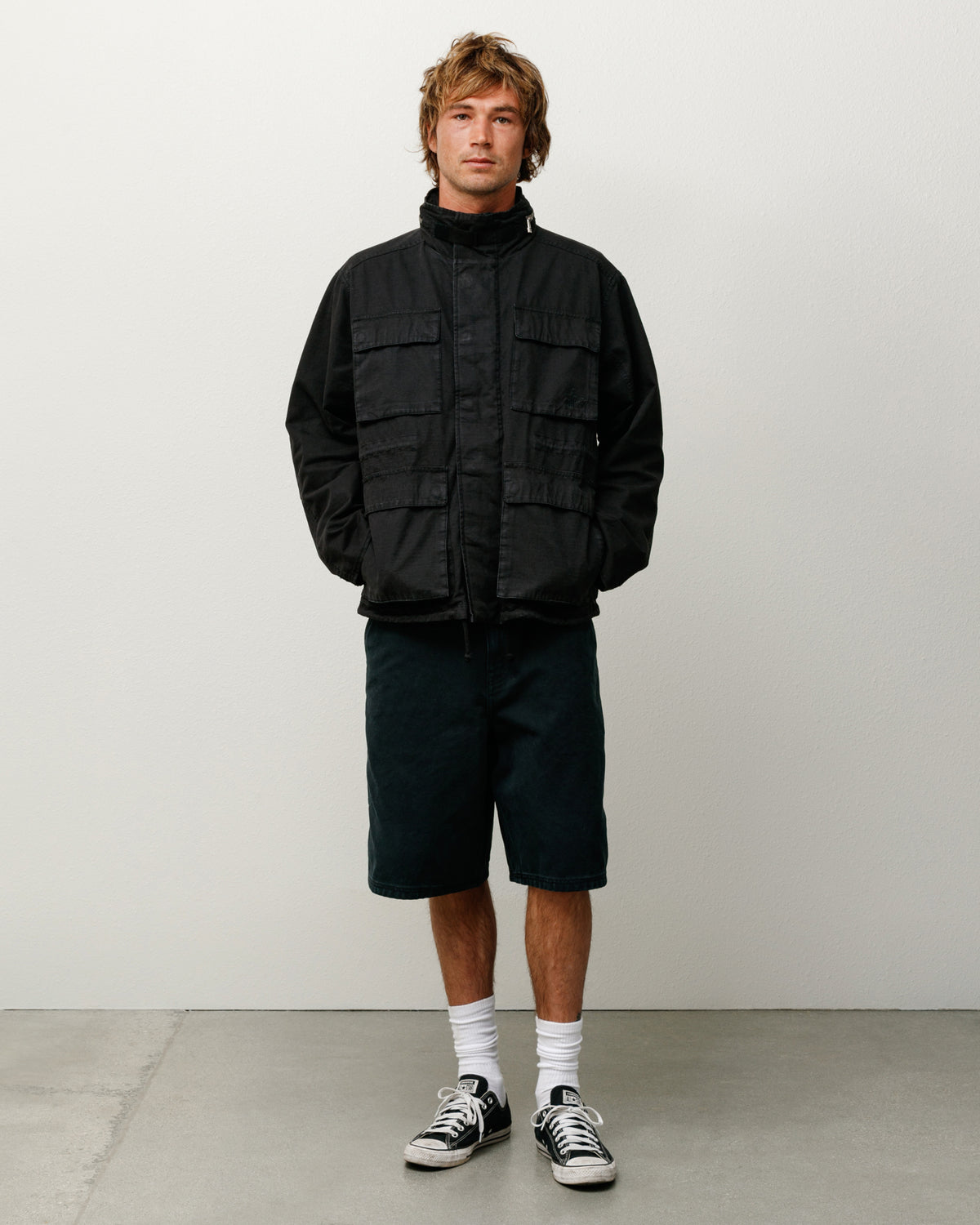 Washed Canvas Work Short – Black | Shorts | Stüssy Japan