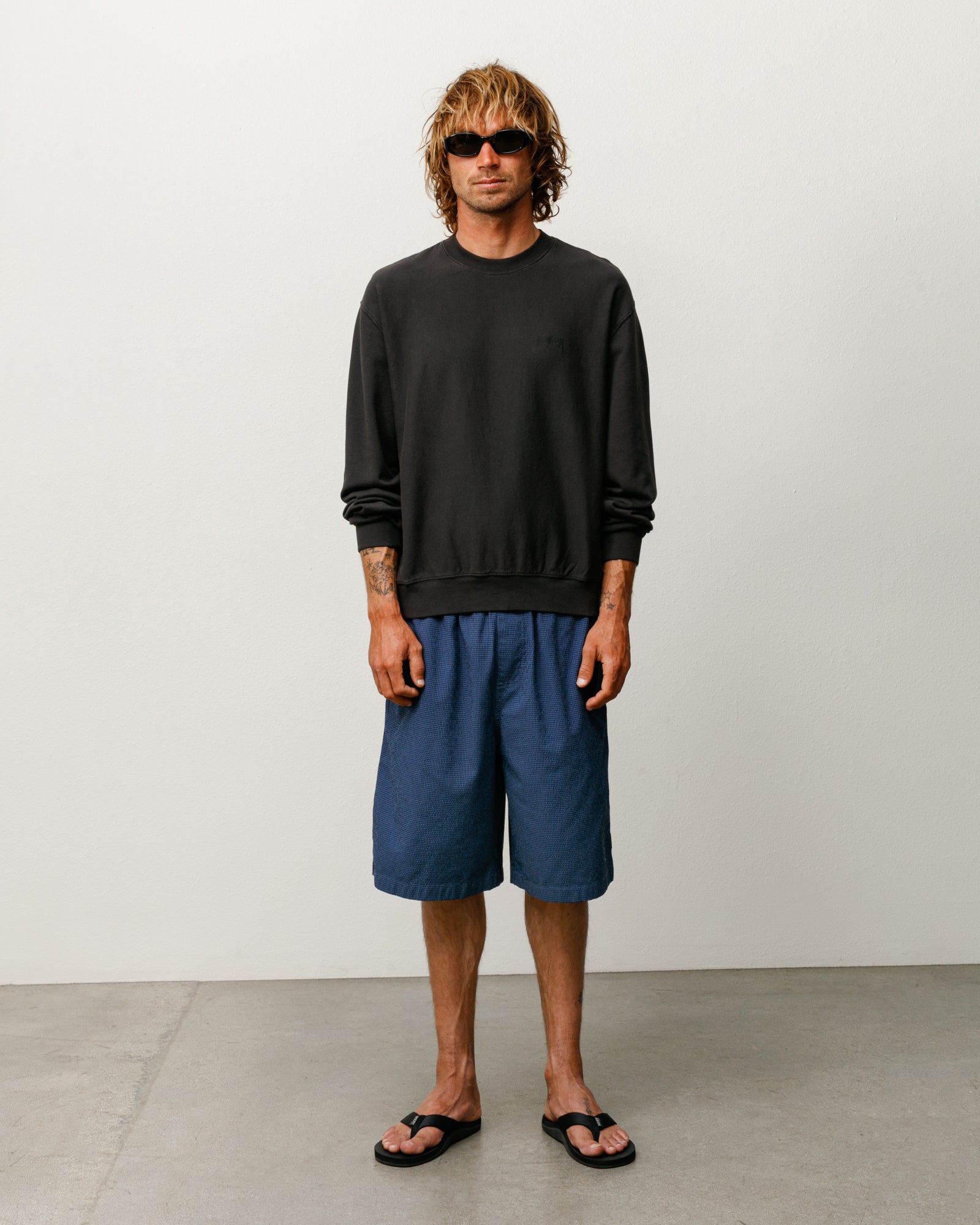 Baggy Seersucker Beach Short – Blue | Shorts & Trunks | Stüssy Japan
