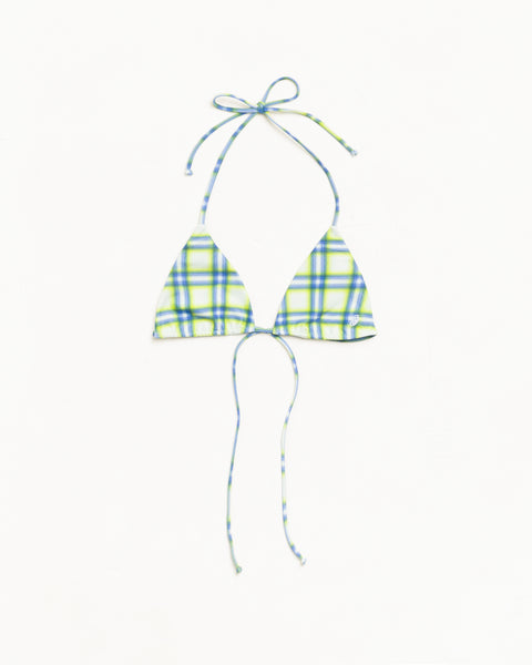 Triangle Bikini Top Womens Sleeveless In Green Plaid