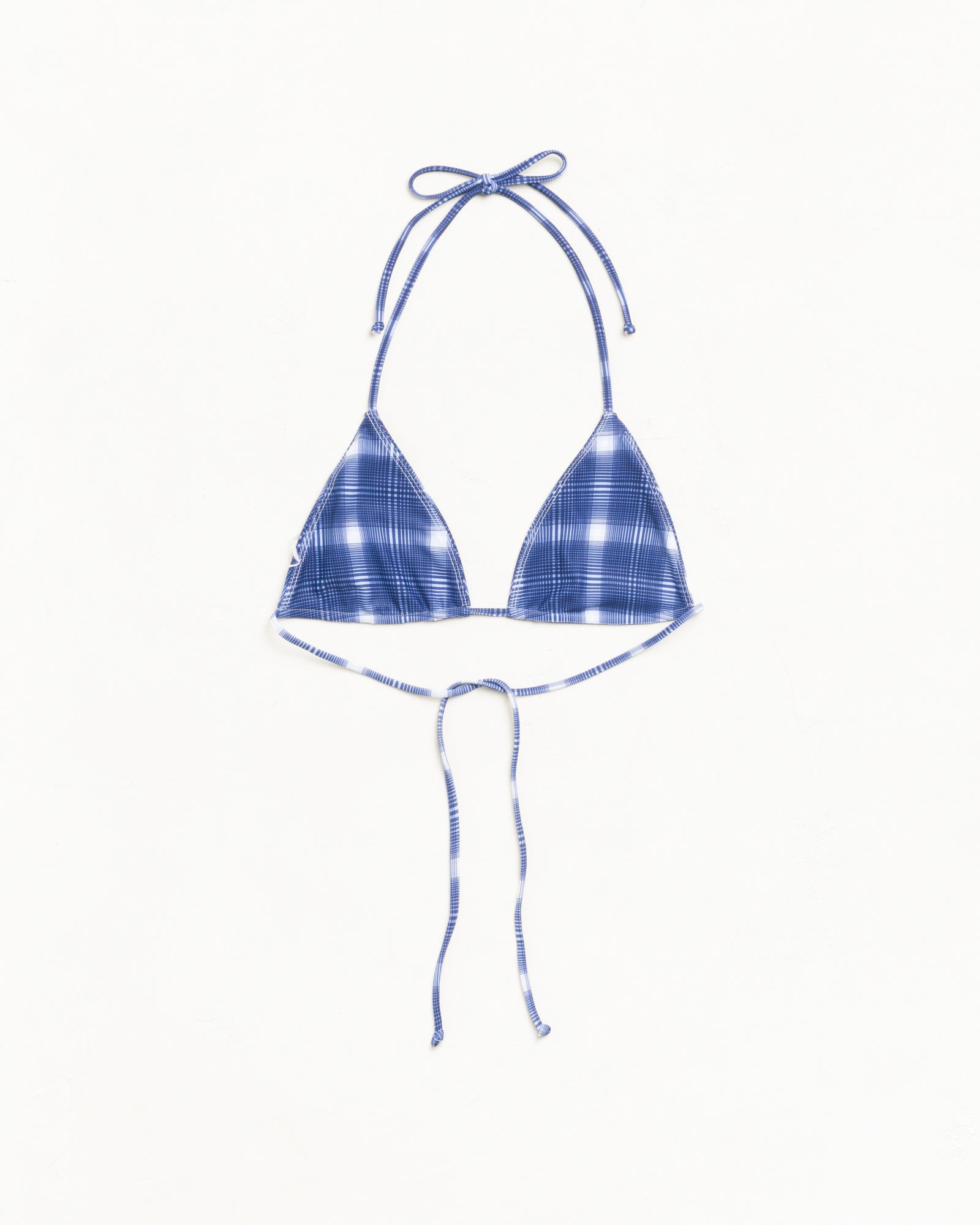 Triangle Bikini Top Womens Sleeveless In Navy Plaid