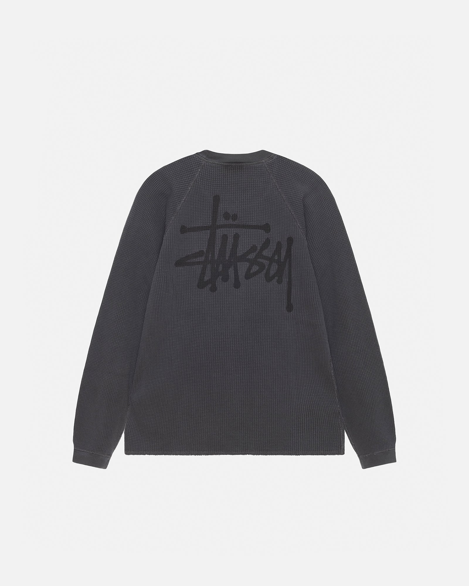 Raglan Thermal LS Crew in washed black – Stüssy Japan