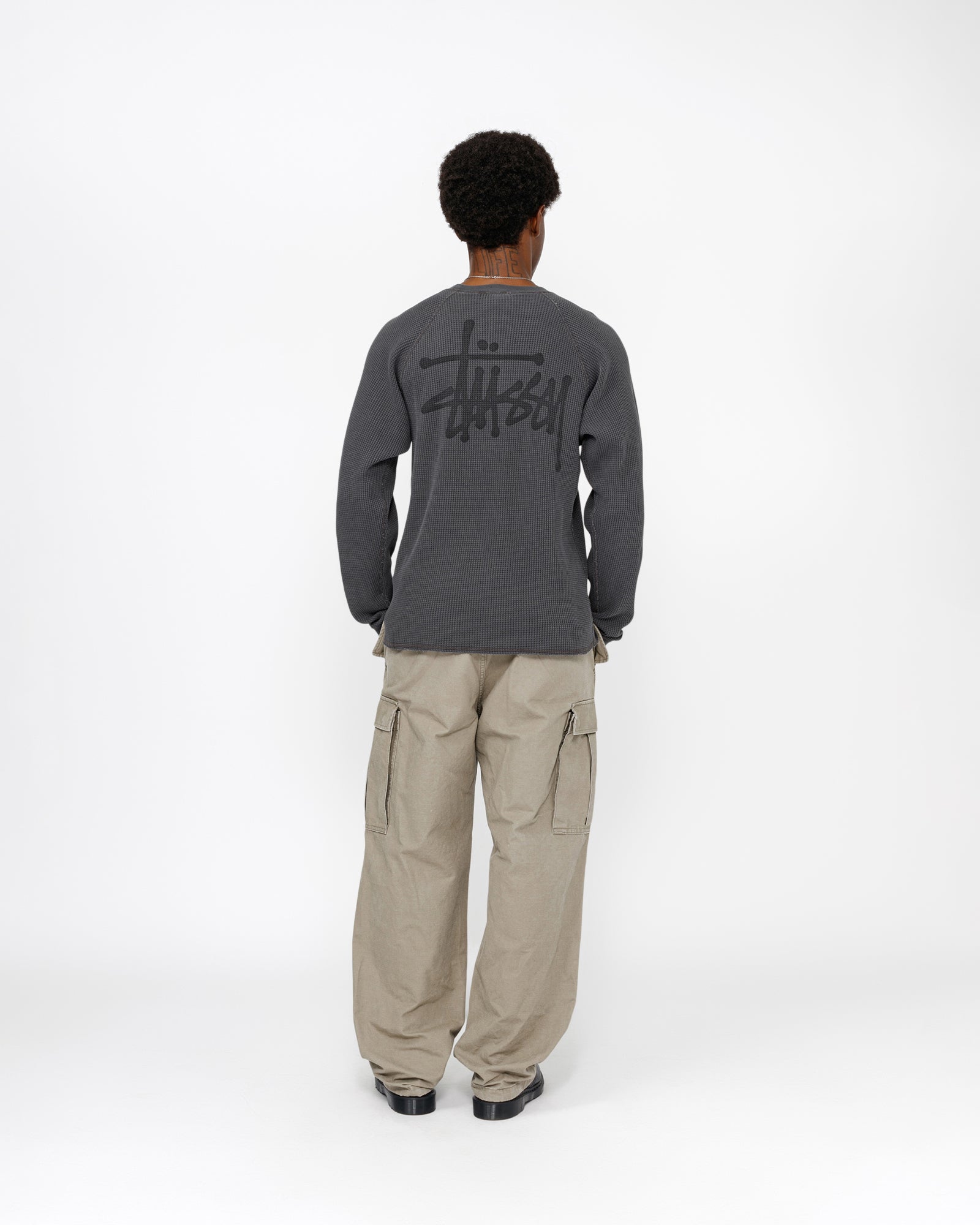 Raglan Thermal LS Crew in washed black – Stüssy Japan