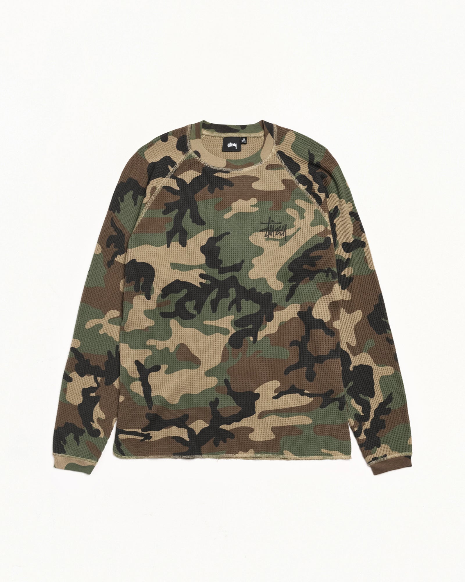 Raglan Thermal Basic Stock Mens Long Sleeve In Woodland Camo