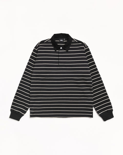 Pin Striped Rugby Mens Long Sleeve In Black