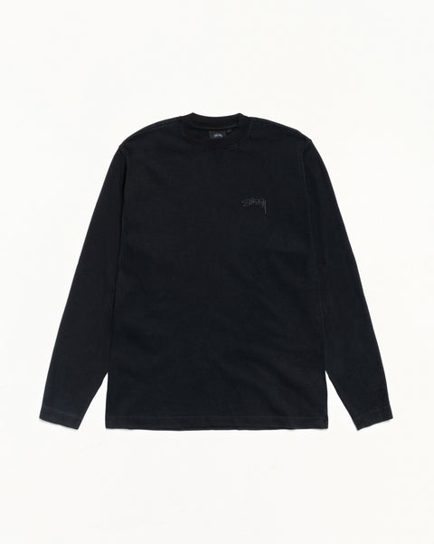 Dyed Mock Neck Ls Tee Mens Long Sleeve In Black