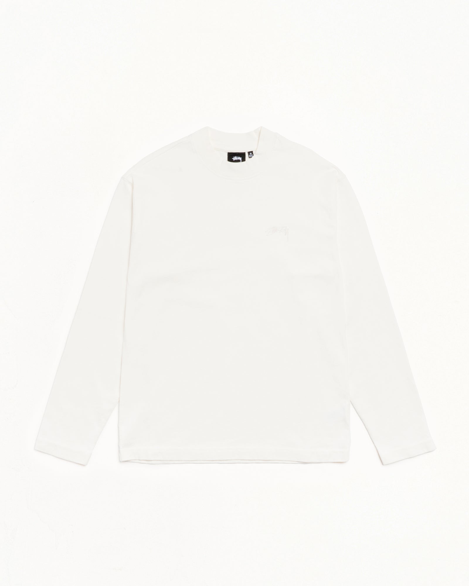 Dyed Mock Neck Ls Tee Mens Long Sleeve In White