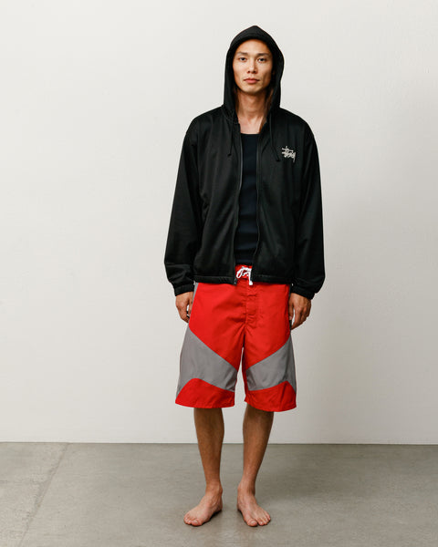 Athletic Mesh Zip Hood Unisex Long Sleeve In Black