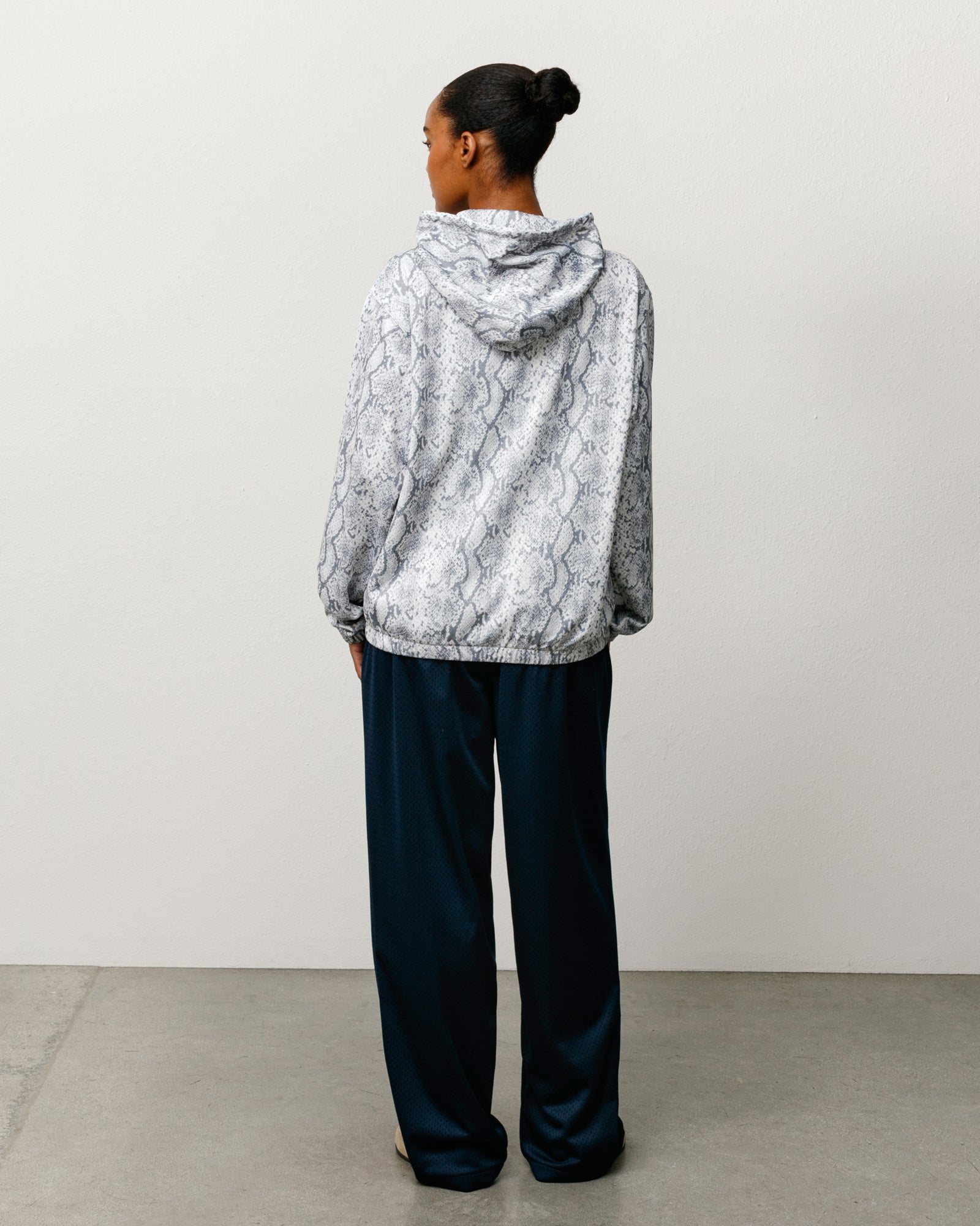 Athletic Mesh Zip Hood Unisex Long Sleeve In Snake