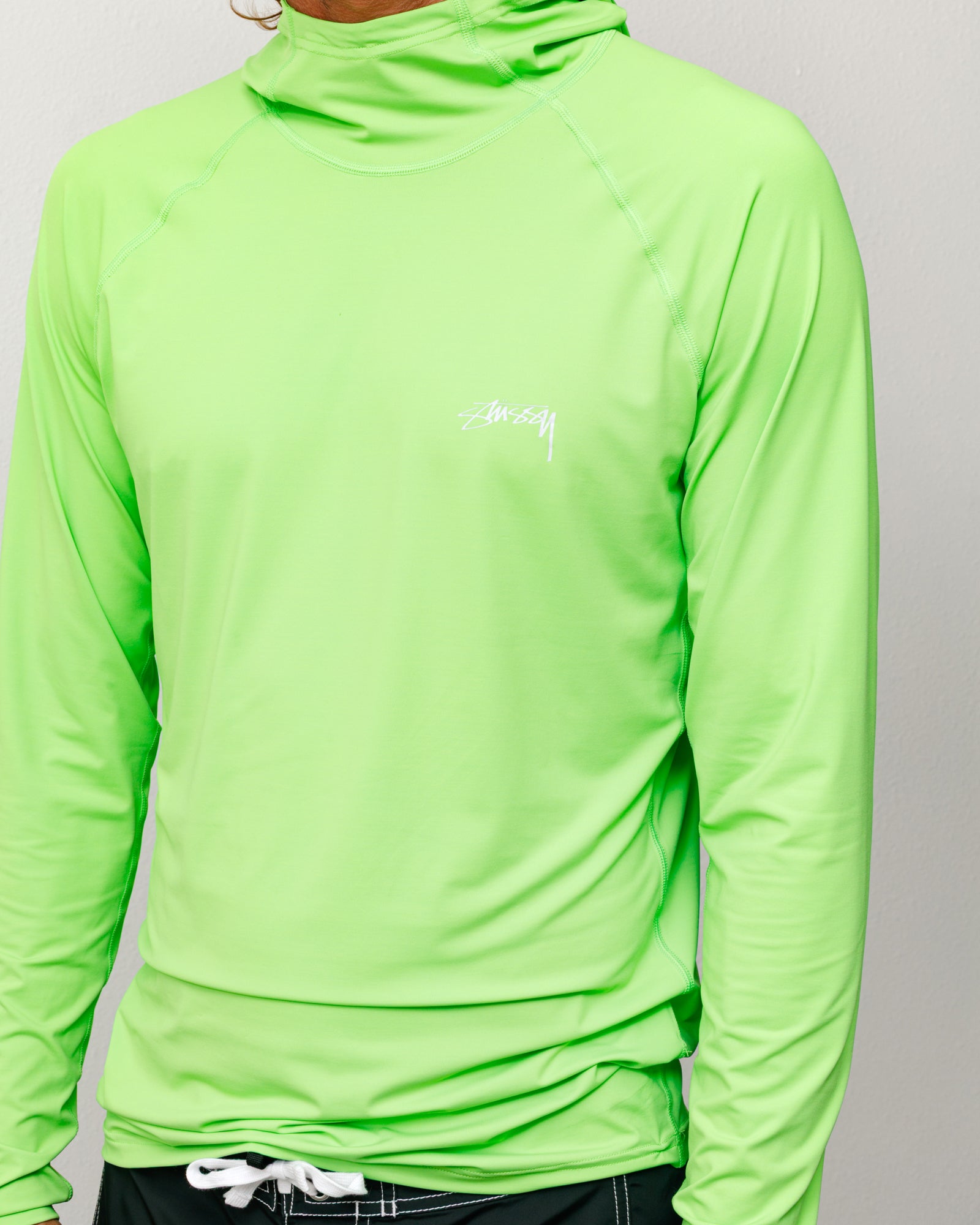 Ls Hooded Rash Guard Unisex Long Sleeve In Lime